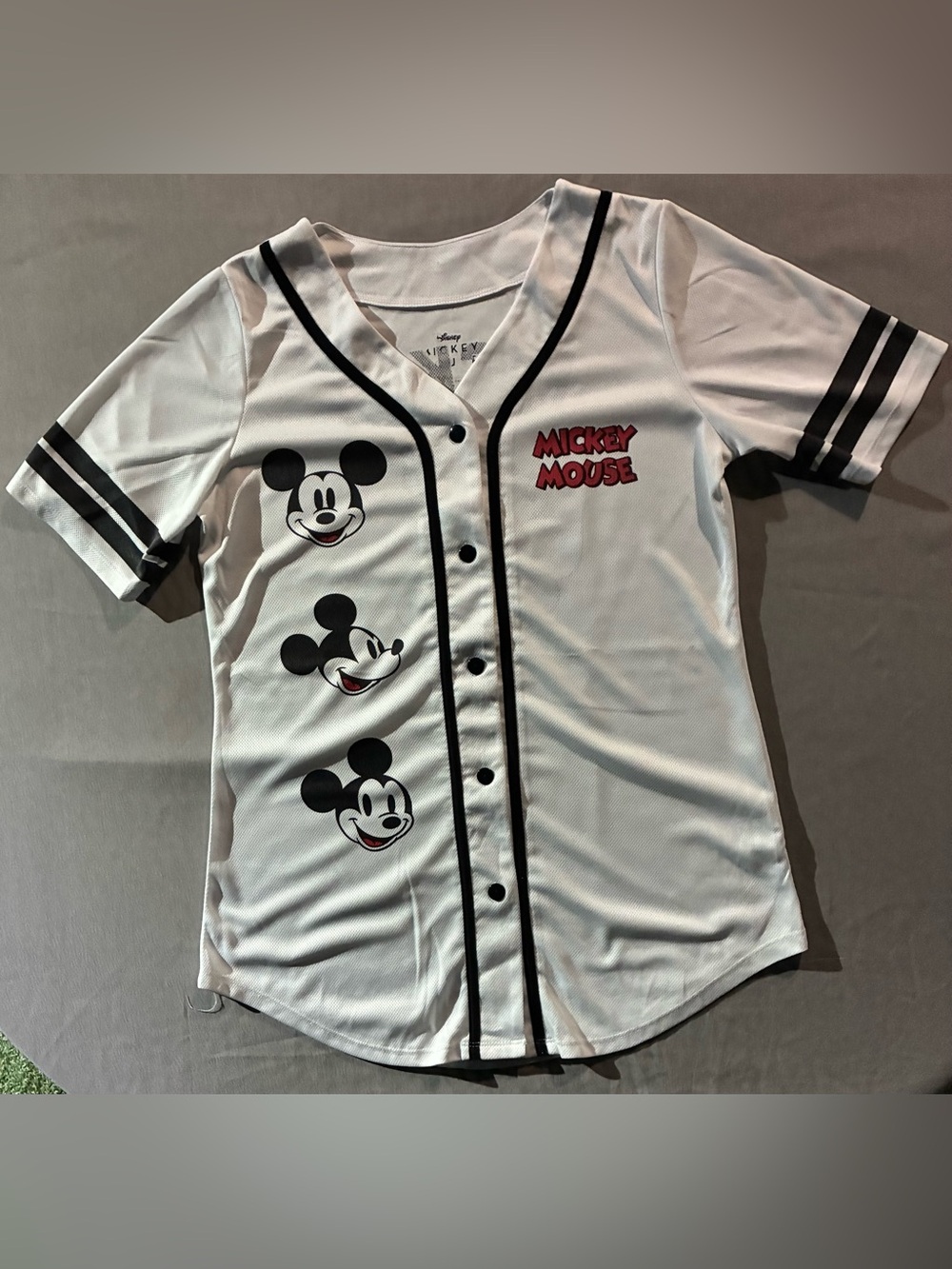 Disney White and Black Mickey Mouse Kids Baseball Jersey